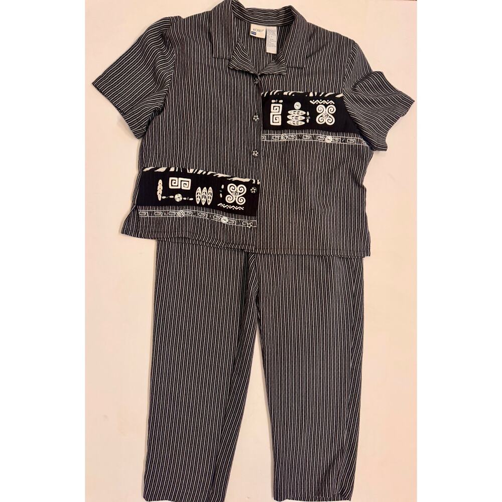 Vintage Koret Petite Women's Shirt and Pants Set Black/White Size M/L